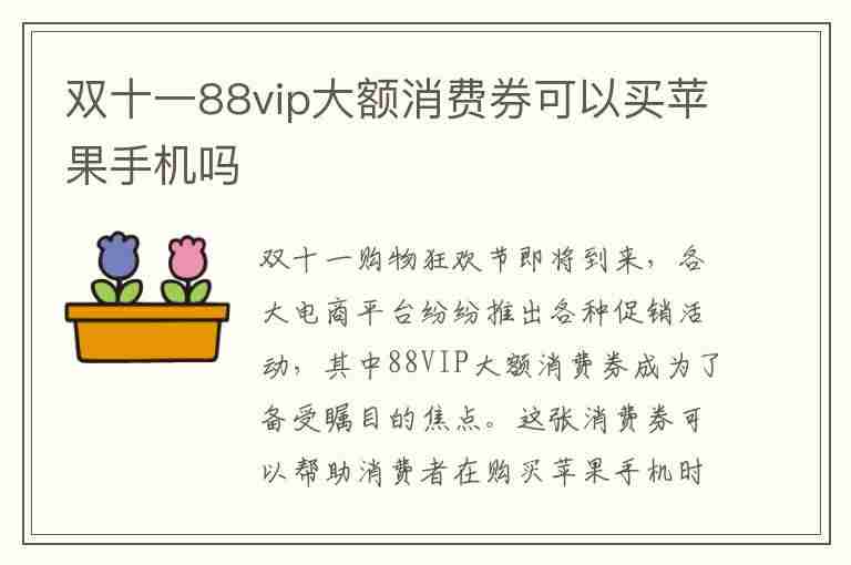 双十一88vip大额消费券可以买苹果手机吗